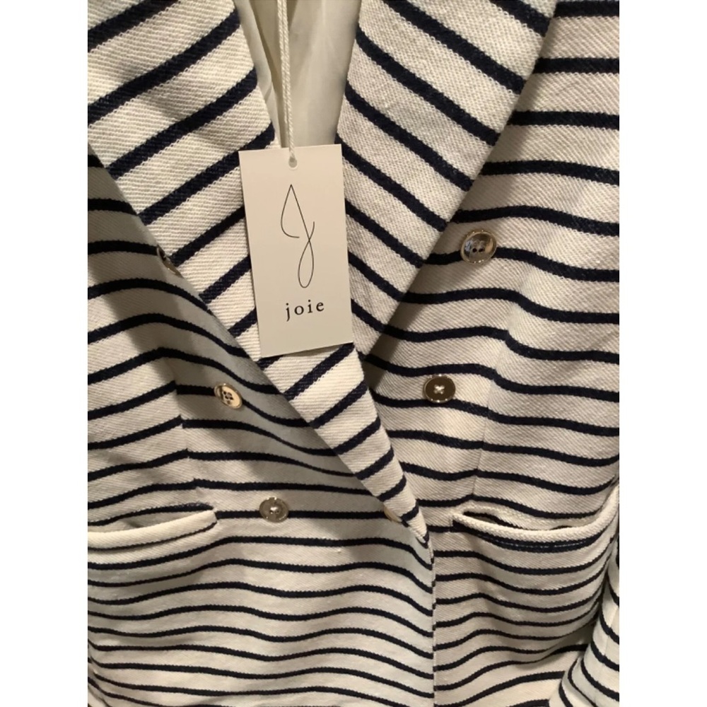 NWT Joie blue and white striped blazer with gold button details. Women’s size L.